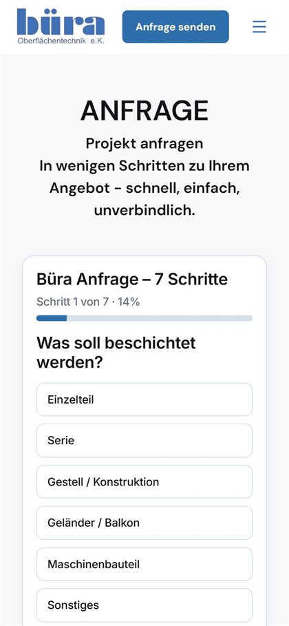 Das passende Anfrageformular auf dem Handy